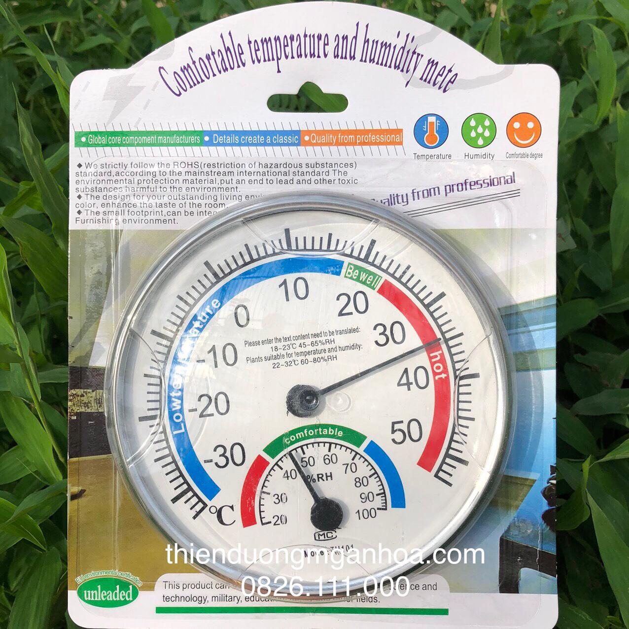 Đồng hồ đo nhiệt độ, độ ẩm không dùng pin trong nhà, vườn Lan, vườn ươm cây 