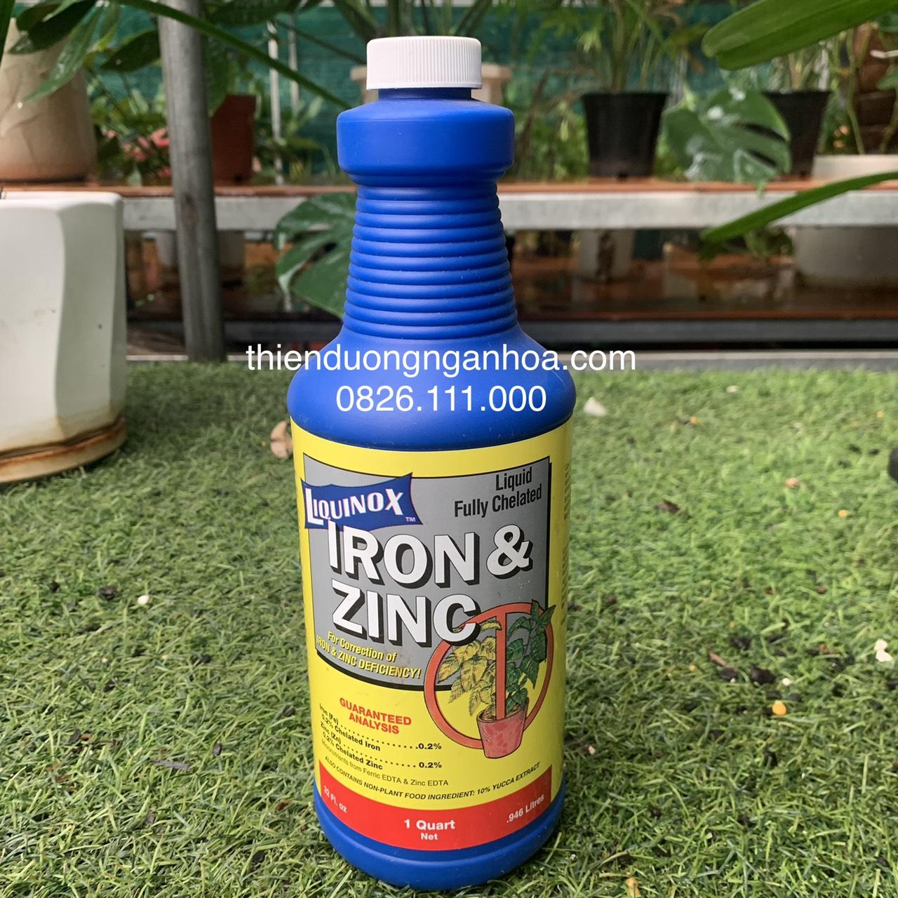 Phân Bón mỹ Liquinox iron& zinc- Sắt và Kẽm cho hoa Lan, xanh lá, chống xoăn lá.